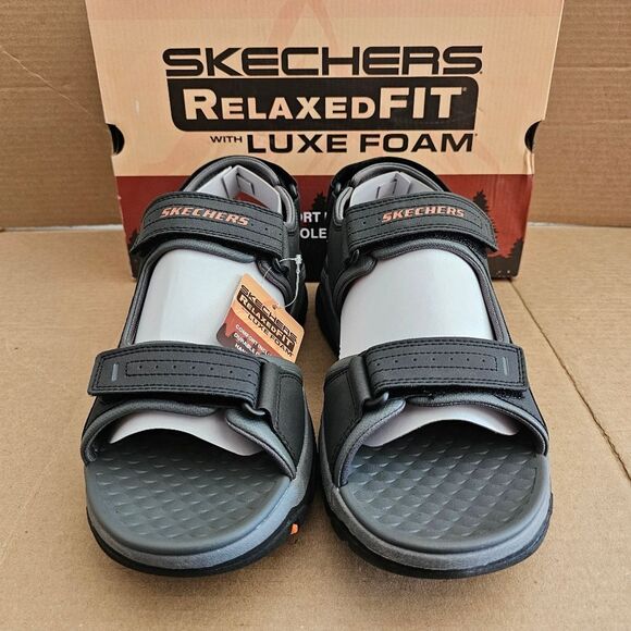 Skechers Black and Gray Sandals with Luxe Foam main image 4